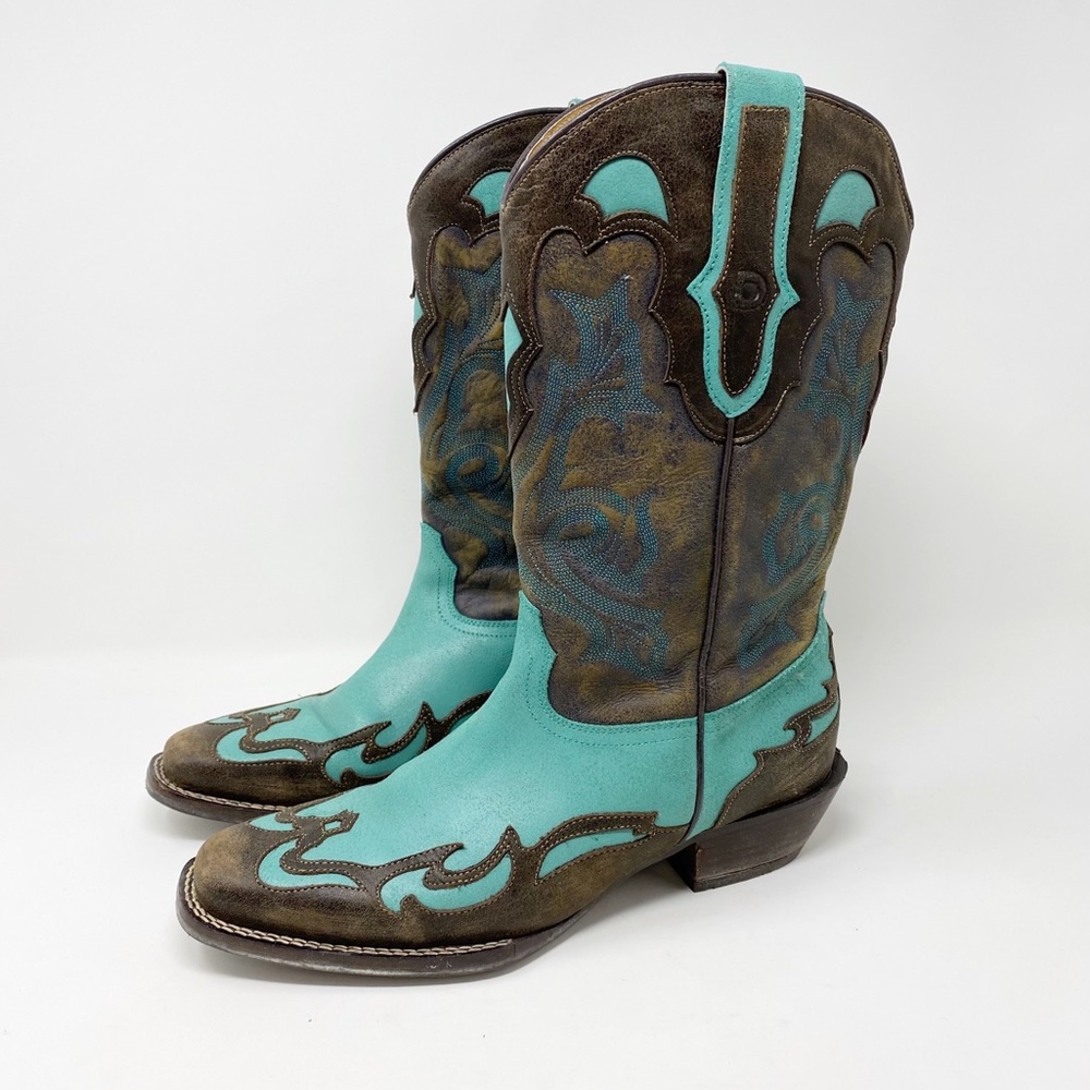 Turquoise and Brown Western Boots